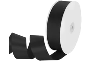 Isaspire 1-1/2" Width x 100 Yards Satin Ribbon, Black Ribbon Perfect for DIY Craft, Bows, Gift Wrapping, Flower Bouquet, Valentine's Day, Christmas and Party Decoration