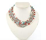 Oliasports Twist Torsade Layers Colorful Ball Beaded Bib Choker Collar Necklace