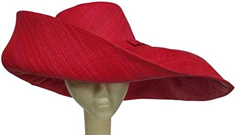 Authentic African Hand Made Red Madagascar Big Brim Raffia Sun Hat