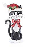Christmas Bobble Head Cats Garden Stakes, Red Bowtie