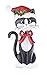 Christmas Bobble Head Cats Garden Stakes, Red Bowtie