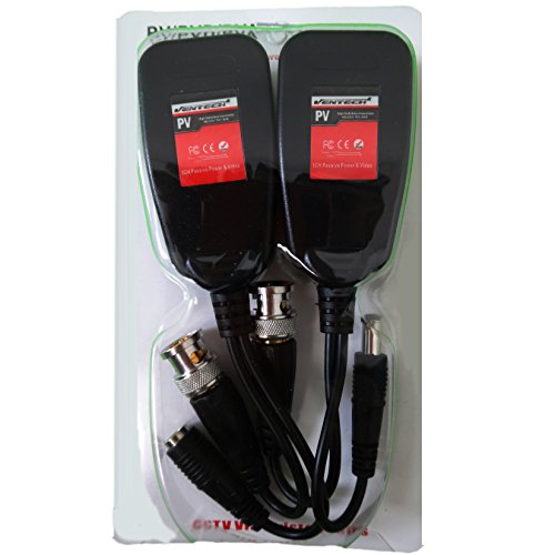 UTP balun hd Ventech cat5 to bnc video baluns transceiver passive with power connector compatible with all CCTV technologies( analog AHD TVI CVI ntsc pal ) 1 PAIRS rj45 75 ohn connectors - Thumbnail 2