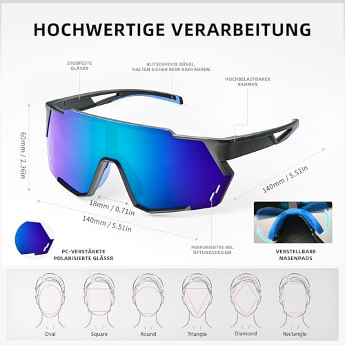 RUINEXISTA Sports Sunglasses for Women and Men, Cycling Glasses, Adjustable Nasalera, Polarized Sunglasses, UV400 Protection, Sunglasses for Activities/Racing/Bike/Skiing
