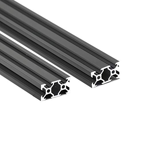 Iverntech 2pcs 200mm 2040V European Standard Anodized Black Aluminum Profile Extrusion Linear Rail for 3D Printer and CNC DIY Laser Engraving Machine