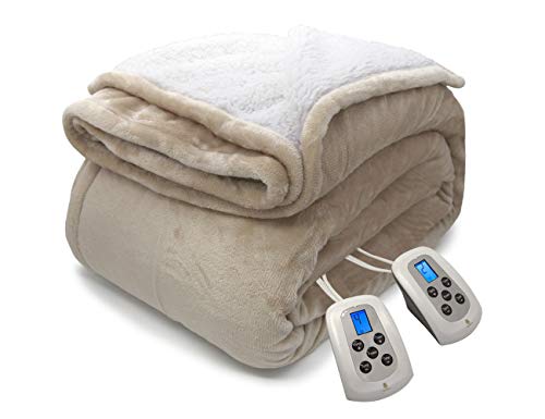 image for MARQUESS Electric Blanket MicroPlush Sherpa and Reversible Flannel Was