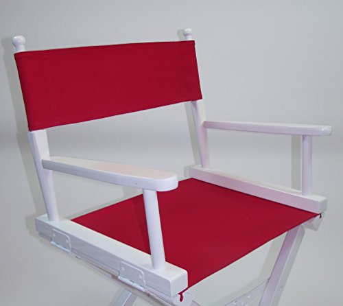 PERSONALIZED IMPRINTED Gold Medal Contemporary 18" Table Height White Frame Directors Chair - Red
