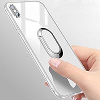 JIDUO Clear Case for iPhone Xs Max 6.5 inch, 360° Rotating Ring Grip Holder Kickstand [Work with Magnetic Car Mount] Soft TPU Cover Case Drop Protection Slim Fit for iPhone Xs Max (2018)