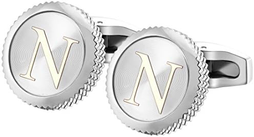 GGemony Cufflinks for Men Classic Engraved Initial Cufflinks Alphabet Letter Cufflinks Formal Wedding Business Gift Box A-Z