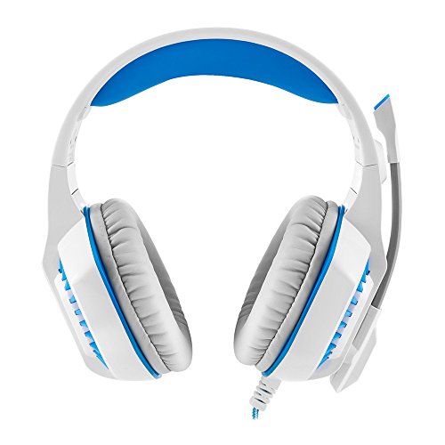 Stoga Beexcellent Over Ear Gaming Headset for PS4, Xbox One, PC, Noise Isolating with Microphone, LED Light, Bass Surround, Soft Memory Earmuffs -white