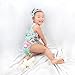 Hot Pink Floral Flower Pom Rompers for Baby Girls with Headband 0-3T (M(7-12 Months), Green)