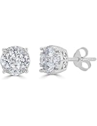 1/2Ct Diamond Stud Earrings Set in Sterling Silver