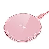 Luxsure Wireless Charging Pad - Fast Qi Wireless Charger for Samsung Galaxy S8, S7 / S7 Edge / S6 / S6 Edge / S6 Edge Plus / Galaxy Note 5, Nexus 4/5/6/7, Sleep Friendly (Rose Gold)