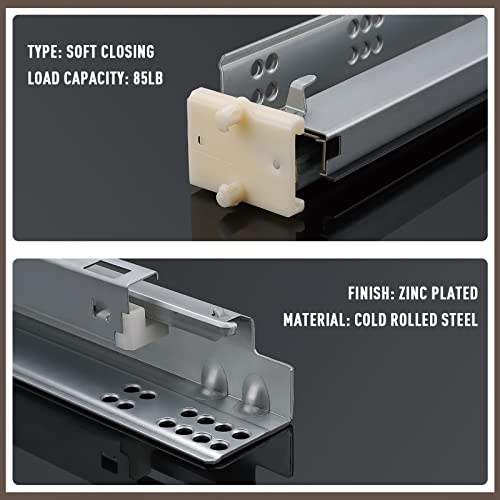 Knobonly 5 Pair 21 inch Soft Closing Full Extension Drawer Slides