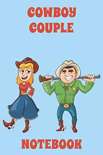 Cowboy Couple Notebook - Light Blue - Red - College Ruled