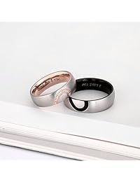 AnaZoz His & Hers verdadero amor Corazón Promesa Anillo Acero Inoxidable Parejas Boda Compromiso Bandas Anillo Superior, 6 mm
