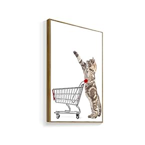 Framed Canvas Wall Art for Living Room, Bedroom Humorous Cat Canvas Prints for Home Decoration Ready to Hanging - 16x24 inches