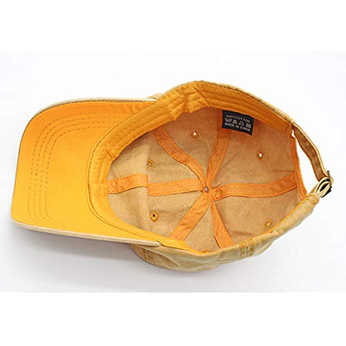 Eohak Kids Distresed-Washed Baseball Hat, Infant Toddler Baby Boy Cotton Hats Distresed for 4-12 Years (Yellow, 4-12yr/19 7"-21.2")