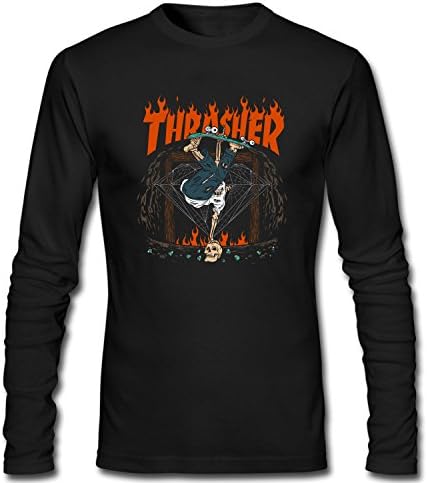 XBILLY Long Sleeve Thrasher Hellride Funny Skull Skating Men T Shirt black M
