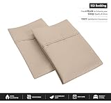 SGI bedding 600 Thread Count 100% Egyptian Cotton Standard/Queen Pillowcase Size 20X30 Taupe Solid (Pack of 2)