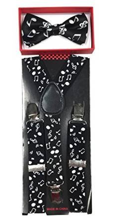 Brand New 2015 Music Notes Unisex Kids Fashion Suspenders Bow Tie Combo