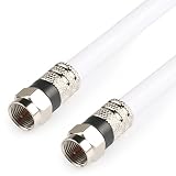 Postta Digital Coaxial Cable(6 Feet) Quad Shielded White RG6 Cable with F-Male Connectors