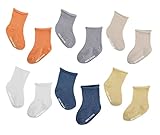 Petescilla Unisex-Baby Rollable Cuff Socks Non-Skid 6 Pack