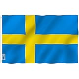 Anley [Fly Breeze 3x5 Foot Sweden Flag - Vivid Color and UV Fade Resistant - Canvas Header and Double Stitched - Swedish National Flags Polyester with Brass Grommets 3 X 5 Ft