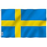 Anley Fly Breeze 3x5 Foot Sweden Flag - Vivid Color and UV Fade Resistant - Canvas Header and Double Stitched - Swedish Banner Flags Polyester with Brass Grommets 3 X 5 Ft