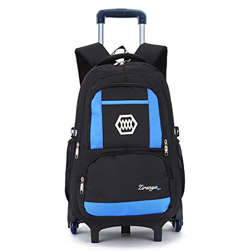 Meetbelify Kids Rolling Backpacks Luggage Six Wheels Unisex Trolley School Bags Climbing Stairs Blue