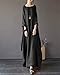 Celmia Women's 3/4 Sleeve Round Neck Solid Loose Long Maxi Dress Cotton Gown with Side Pockets Black 2XL