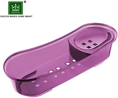 DOCCIS High-end Bathroom Makeup Organizer Bin with Drainage Holes Soap Dish for Health and Beauty Products Countertop Cosmetic Organizer Caddy - Purple
