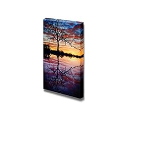 Tree by Lake at Sunset Time Wall Decor