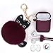 Case - Airspo Case for Silicone Case Cover Compatible with 1/2 Protective Skin with Fur Ball Keychain/Anti-Lost Strap/Ear Hooks (Burgundy)