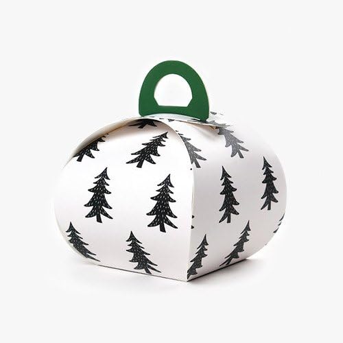 DECOLUV Pumpkin Shaped Gift Boxes - Set of 5 Decorative Treats Boxes, Cookies, Goodies, Candy and Homemade Soaps Gift Boxes for Christmas, Birthdays, Holidays, Weddings, Etc (Winter Tree_Green)
