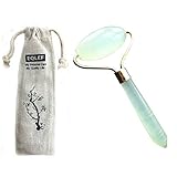 EQLEF® 100% Natural Beautiful Polished Green Jade Gemstone Facial Beauty Massage Roller Stick Face Neck Healing Slimming Massager Wand Anti