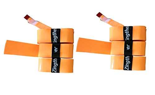 Zingther Premium Super Tacky Professional Overgrips for Tennis Rackets, Squash Rackets, Badminton Rackets, Racquetball Rackets and Pickleball Paddle Grip (Orange/Orange, 6 Grips)