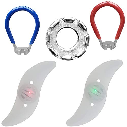 M-jump 3 Pack Bike Spoke Tool + 2 PCS Bike Spoke Light, Bicycle Spoke Wrench Cycling Pocket Tools 5 in 1 Bike Rim Correct Kit - Thumbnail 6