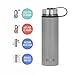 MIRA 22 Oz Stainless Steel Vacuum Insulated Wide Mouth Water Bottle with 2 Caps | Thermos Keeps Cold for 24 hours, Hot for 12 hours | Double Walled Powder Coated Travel Flask | Gray