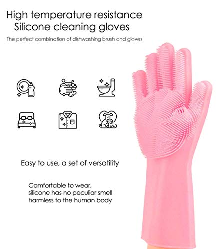 image for Letlar Magic Saksak Silicone Cleaning Gloves Brush Scrubber, Reusable 