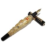 Medium Nib Fountain Pen Jinhao Flying Dragon with Pearl Emboss Golden
