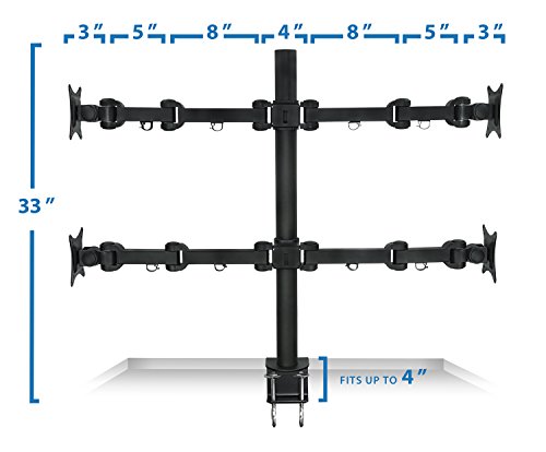 image for Mount-It! Quad Monitor Desk Mount for Desktop, 4 LCD Screens, Articula