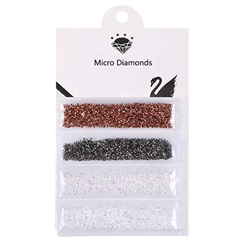 5600Pcs Ultra Mini Micro Diamonds Rhinestone Crystals, KISSBUTY 4 Colors Tiny 1.2mm Micro Diamond Glass Sand Rhinestones for Nail Art Sparkly Micro Nail Art Gems, Rose Gold AB Shine Clear Ore Silver - Thumbnail 7