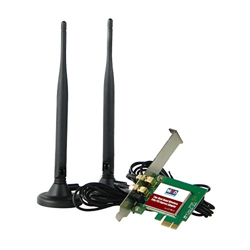 HIRO H50323 Dual Band Wireless 802.11ac AC1200 11ac WiFi 2T2R 867Mbps PCIe PCI Express PCI-E x1 Adapter 2 x 5dBi 5ft Omnidirectional Antenna Windows 10 8.1 8 7