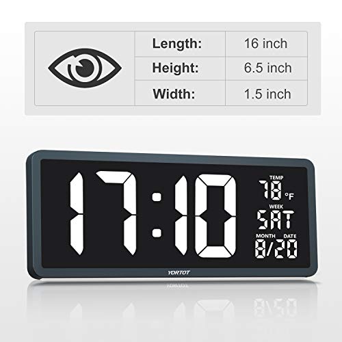 YORTOT 16” Large Digital Wall Clock with Remote Control and 7 Night