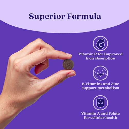 BeLive Iron Gummies For Women, Men & Kids - Multivitamin Supplement with Vitamin C, B and Zinc - Supports Red Blood Cell Production - Grape Flavor - 60 Count - Gluten Free