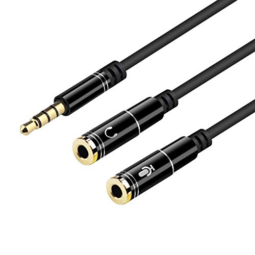 SRMAJI STORE 30 cm 3.5 mm Stereo Jack 1 Male to 2 Female Headphone Audio Y Splitter Cable (Black)