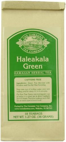 Hawaiian Tea Co, Haleakala Green, Caffine Free, 18-Count