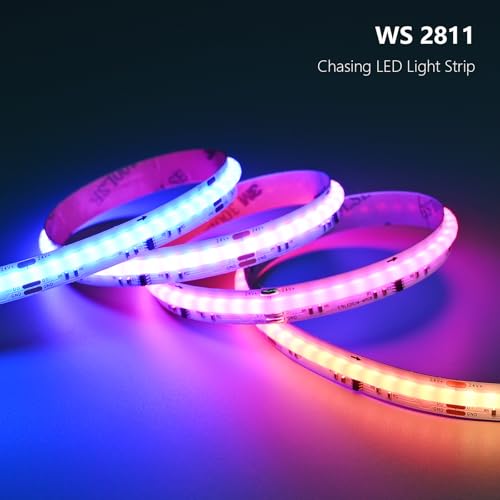 BENLUN WS2811 COB LED Strip 24V 20M (10M X 2), Color Variable RGB+IC, LED Strip with Remote Control and Power Supply for Bedroom Kitchen Acoustic Panels Gaming Decoration