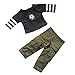 FARVISION GIRL 18 inch Boy Doll Clothes, Boys Dolls Soccer Outfits Dark Blue Footable T-shirt & Army Green Sport Cargon Pants 18 inch American Boy Doll, Pack of 2 pcs