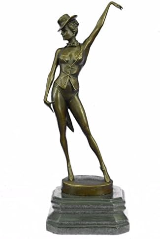 Handmade European Bronze Sculpture ORIGINAL VITALEH SIGNED CABARET DANCER STATUE FIGURE FIGURINE